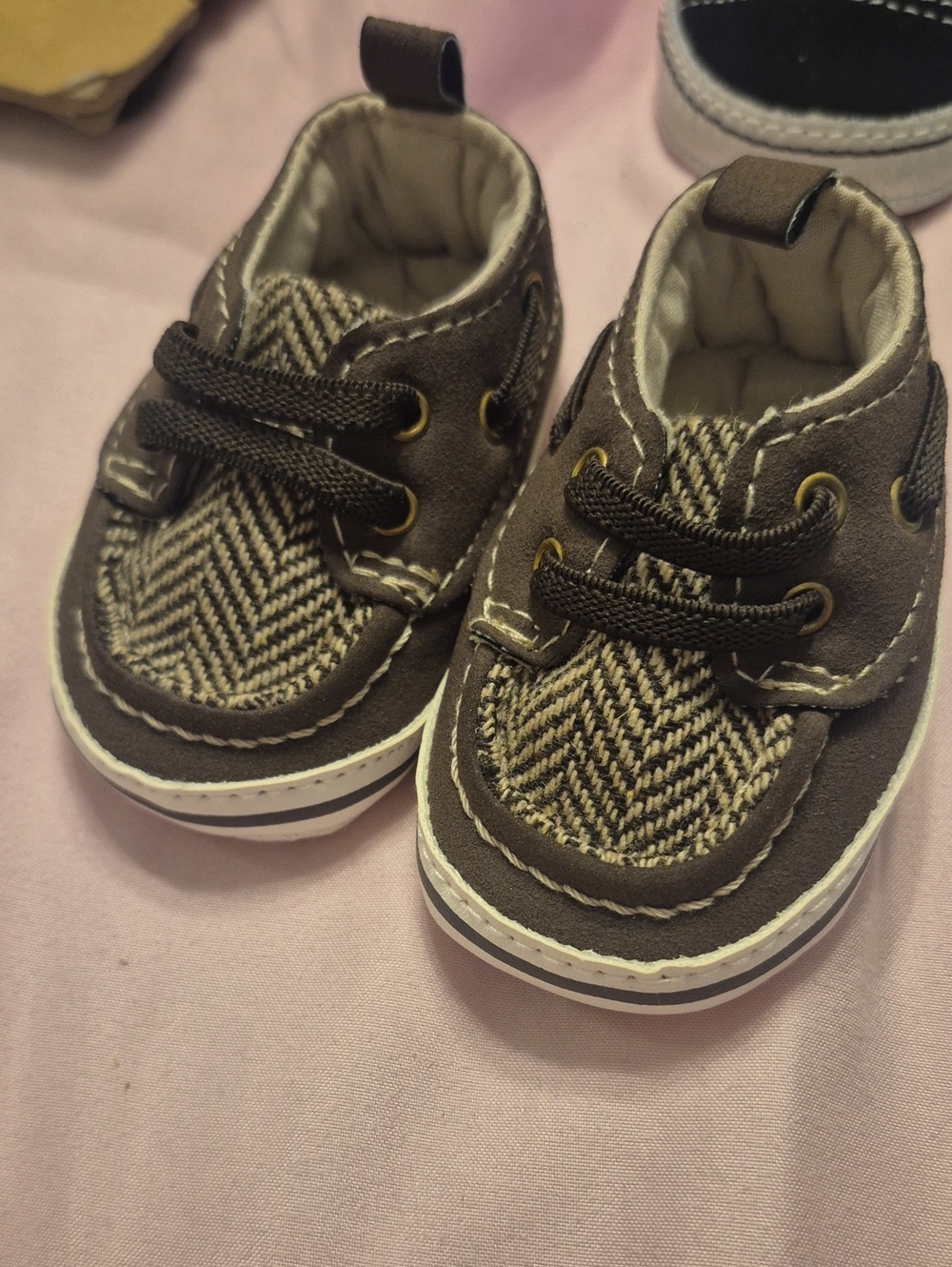 Carter's Brown Herringbone Baby Lace-Up Shoes